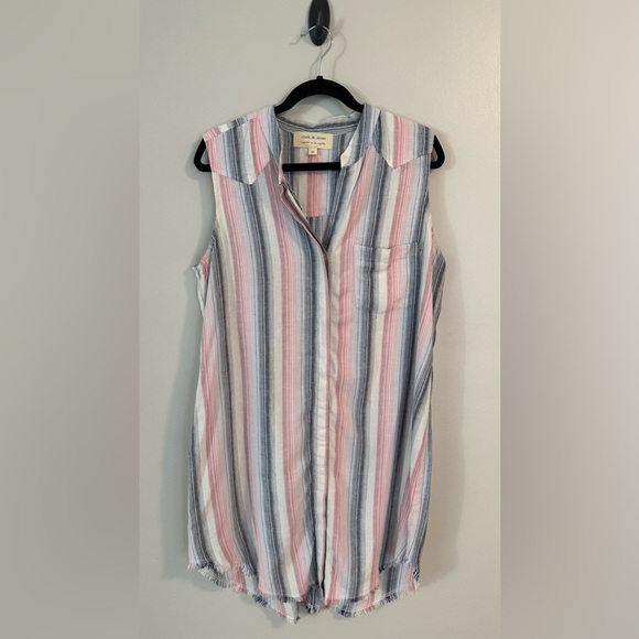 Anthropologie Cloth and Stone  Sleeveless Stripe Midi Shirt Dress size M in EUC - Picture 2 of 7